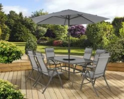 Pagoda Sienna 6 Seat Dining Set Including Parasol