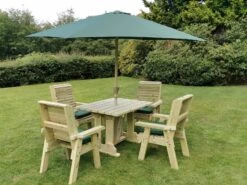 Churnet Valley Ergo 4 Seat Table Set - 4 X Chairs -Outdoor Garden 46797 2541