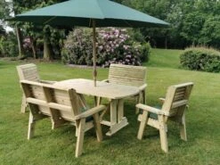 Churnet Valley Ergo 6 Seat Table Set - 2 X Chairs & 2 X Benches -Outdoor Garden 46798 2536