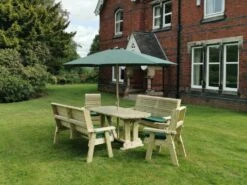 Churnet Valley Ergo 8 Seat Table Set - 2 X Chairs & 2 X 3-Seater Benches -Outdoor Garden 46800 2529