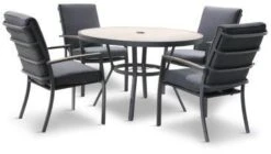 LG Outdoor Monza 4 Seat Set With High Back Armchairs And Parasol