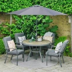 LG Outdoor Monza 4 Seat Set With High Back Armchairs And Parasol -Outdoor Garden 51129 30459