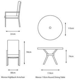 LG Outdoor Monza 4 Seat Set With High Back Armchairs And Parasol -Outdoor Garden 51129 30460