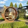 Gardenhouse24 Barrel Sauna LEO With Full Moon Glass -Outdoor Garden 51276 30140