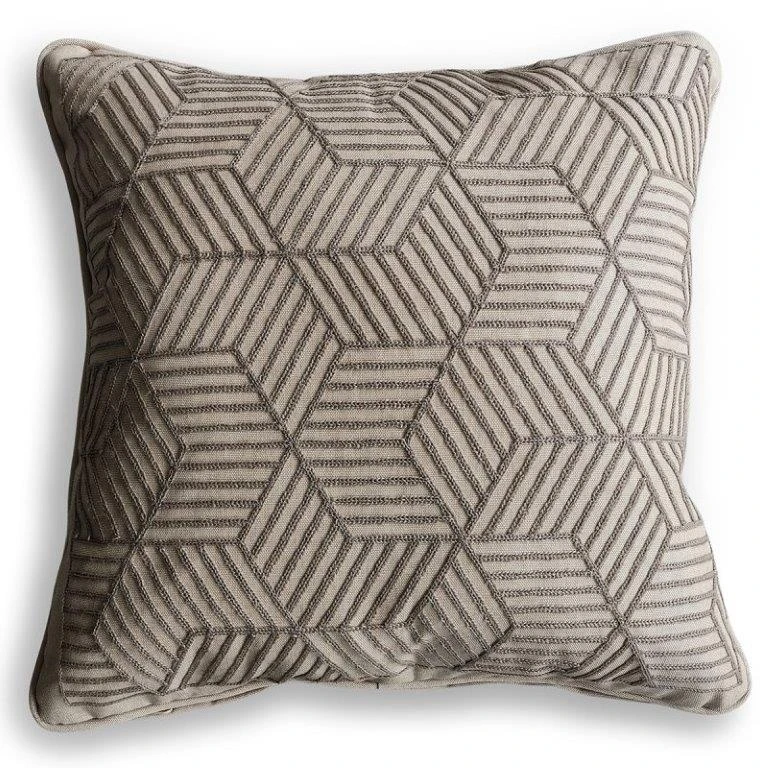 LG Outdoor Grey Striped Cubes 50cm Embroidered Scatter Cushion 3 LG Outdoor Grey Striped Cubes 50cm Embroidered Scatter Cushion